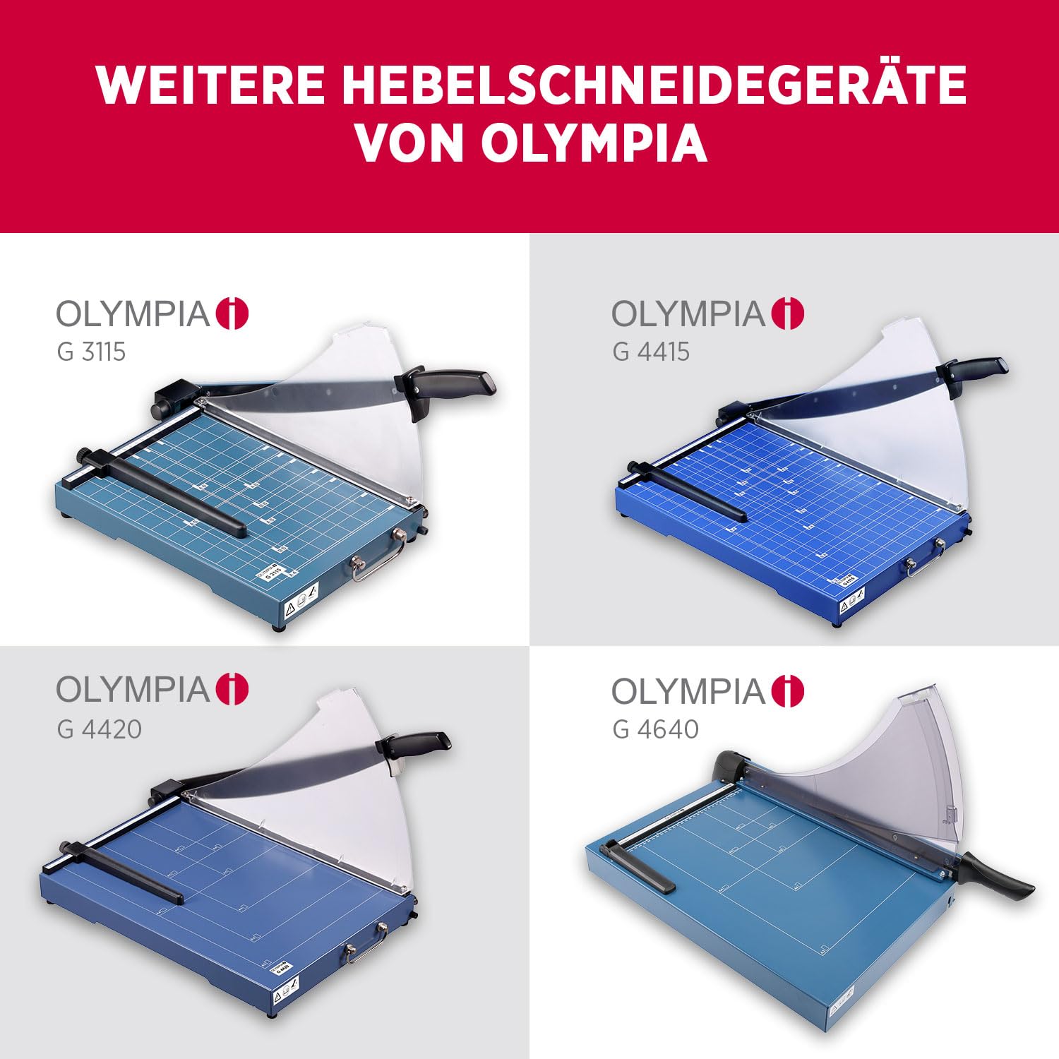 Olympia G 3640 Premium Hebelschneider | hochwertiger Papierschneider A4 bis zu 40 Blatt | 360 mm Arbeitsbreite | Fingerschutz & automatische Fixierung | Papierschneidemaschine | Schneidegerät | blau