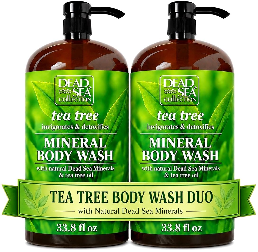 Dead Sea Collection Tea Tree Body Wash for Women and Men - with Pure Dead Sea Minerals and Tea Tree Oil - Cleanses and Moisturizes Skin - Pack of 2 (67.6 fl. oz)