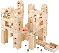 Migargle 80-Piece Wooden Marble Run Toy for Kids 4-8 - STEM Maze Track Building Kit, Educational Blocks for Boys & Girls