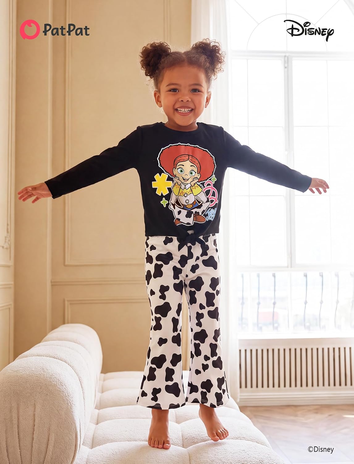 Disney Girls Outfits Long Sleeve Knot Front Shirt Flare Pants 2PC Clothes