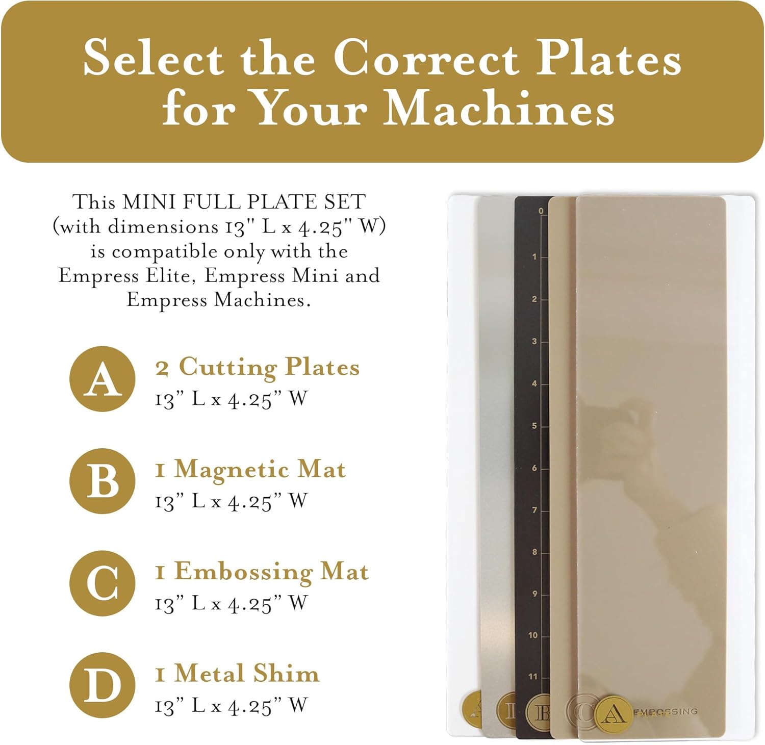 Anna Griffin Empress Full Plates Set -Embossing Plates for Crafting, Scrapbooking Supplies & Junk Journal Supplies - Includes Magnetic Mat, Embossing Mat & Metal Shim (Mini Full Plate)