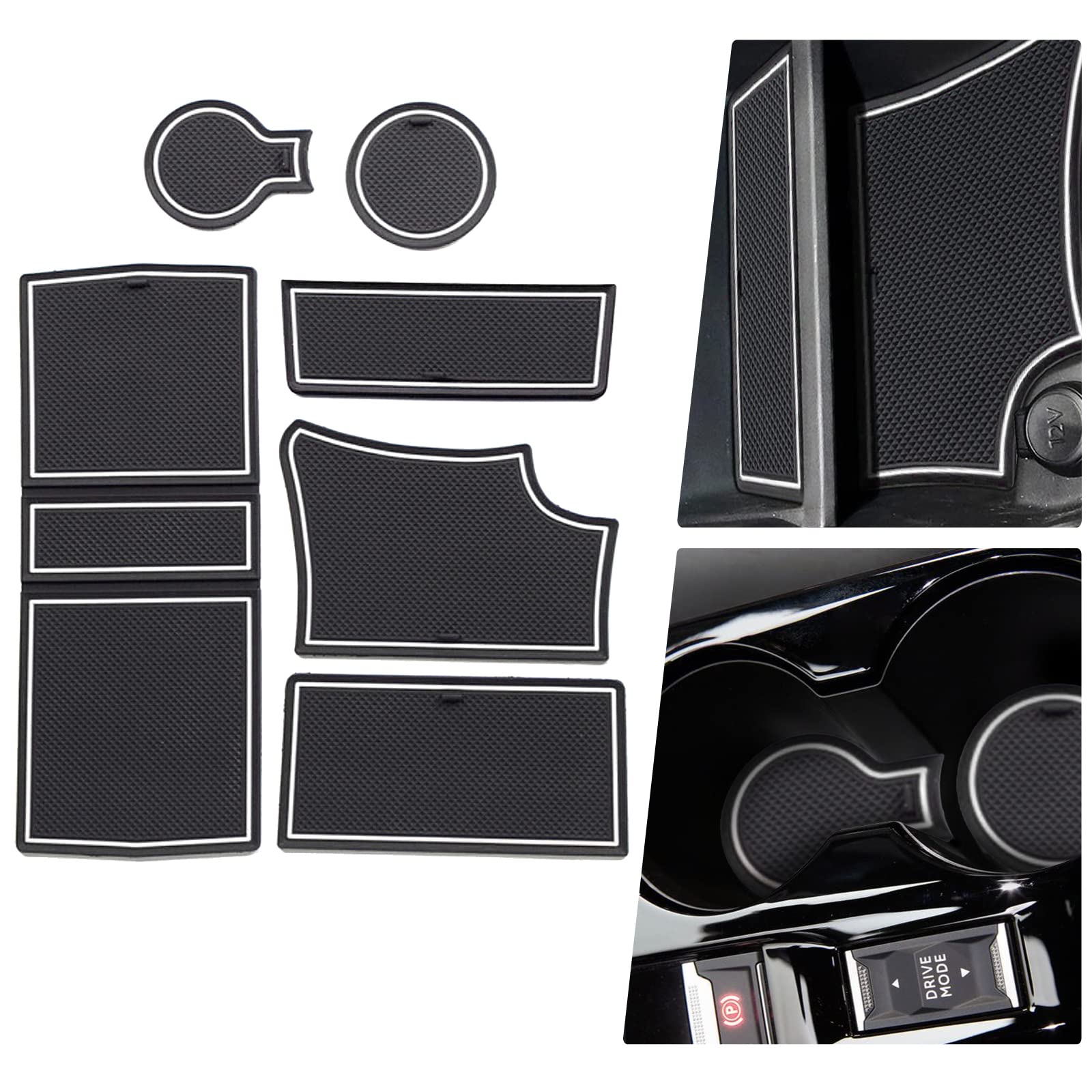 BIBIBO Rubber Mats Non-Slip Mats Compatible with Peugeot 208 e-208 / Peugeot 2008 e-2008 2020-2024 (For Right Hand Drive), Rubber Car Mats, Peugeot 208 Accessories, Centre Console Mats, Car Door Slot