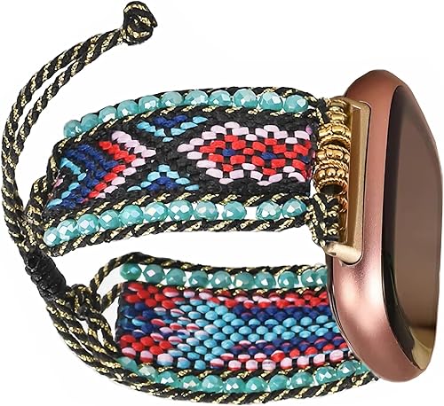 Miniatura 4 de Correa de nailon trenzada estilo bohemio retro compatible con Fitbit Versa 3Versa 4Sense 2Fitbit Sense Bandas para mujeres y hombres, correa de
