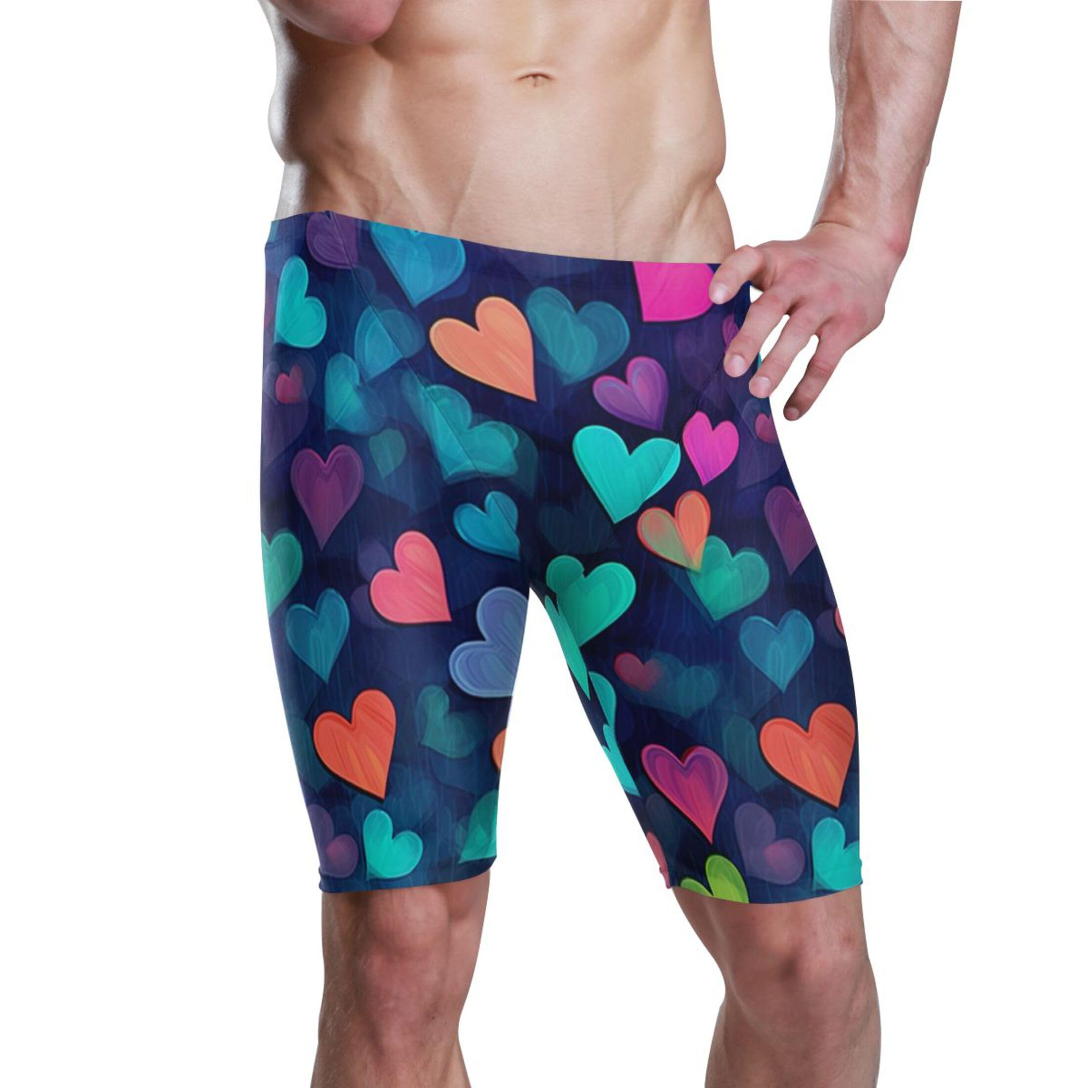 Valentine's Day Heart Men's Swim Jammers Racing & Training Swimsuit Fast, Flexible,Comfortable XXXL B0401250