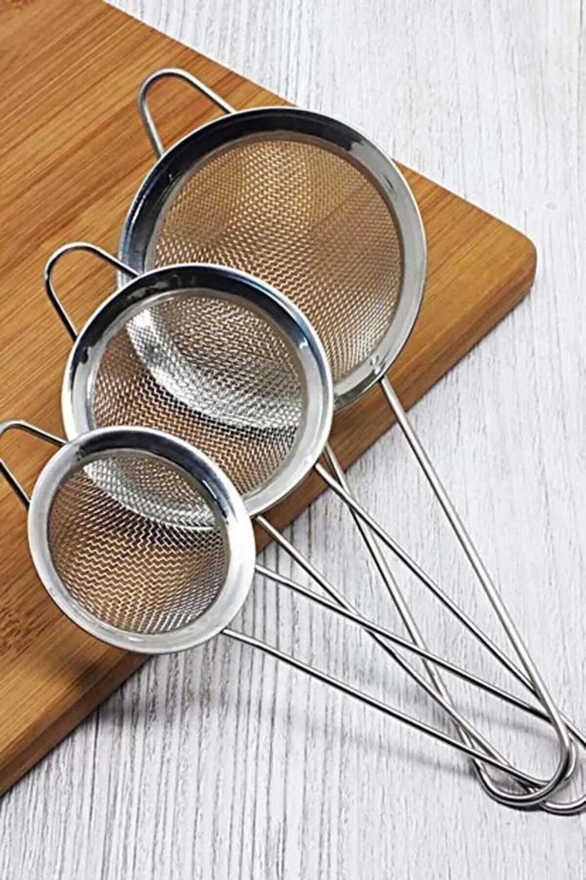 Çelik, Çay Süzgeci Seti, Yuvarlak, 3'lü Set, 6x6/7x7/9x9 cm, Bulaşık Makinesinde Yıkanabilir