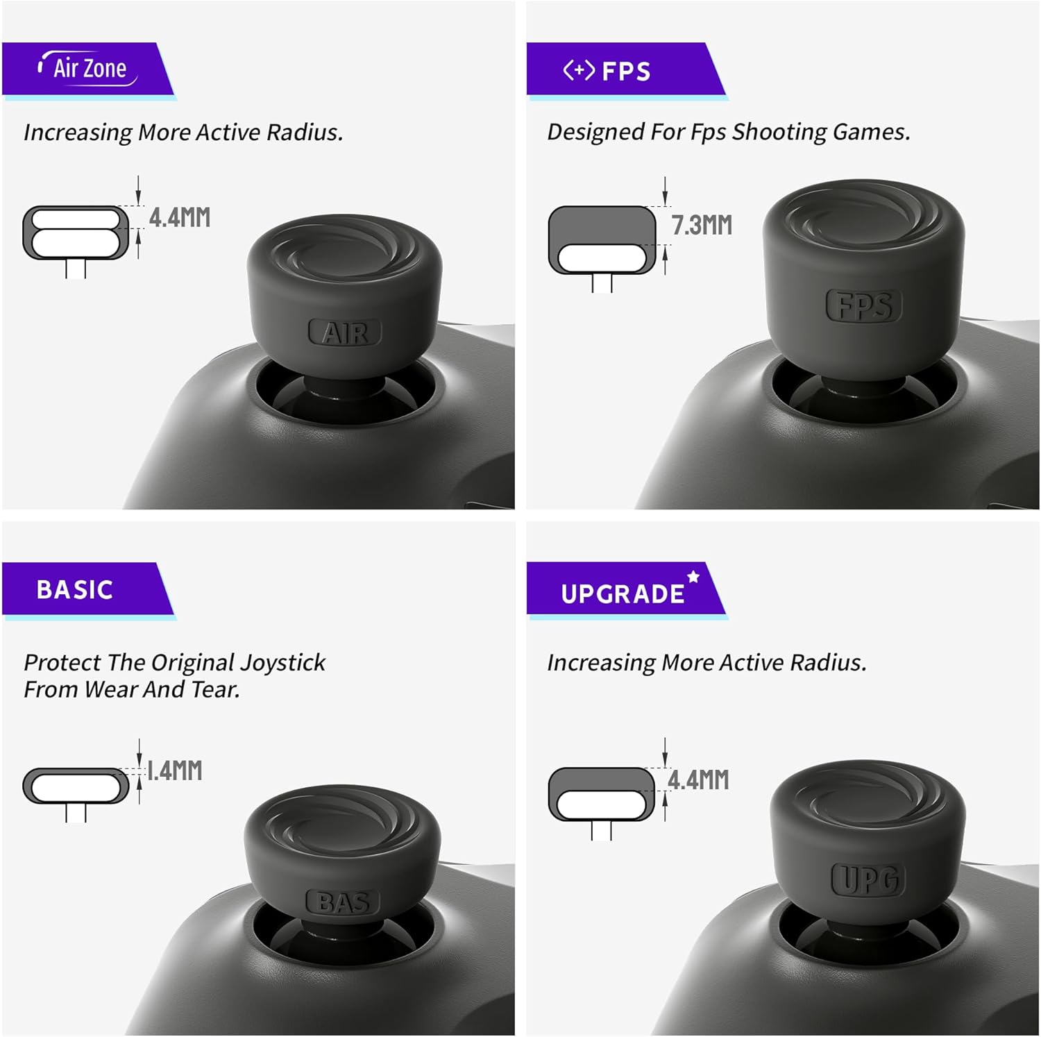 ELETIUO 8 Pack Protective FPS Thumb Grips Set Compatible with Xbox Series X/S,Xbox One,Xbox One X/S Controller,Anti-Slip Silicone Skin Thumbsticks Caps with 4 Designs,Custom Analog Stick Covers,Black