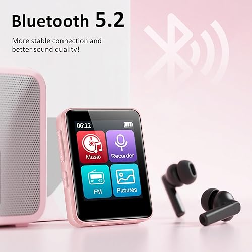 Miniatura 2 de Reproductor de MP3 con Bluetooth, reproductor MP3 Bluetooth portátil de 32 GB para niños, reproductor de música de 1.8 pulgadas con altavoz, radio