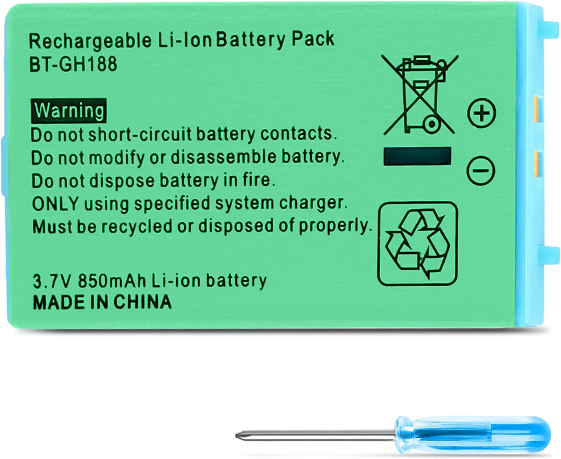 Xahpower Gameboy Advance SP Battery Pack, 850mAh Replacement Rechargeable Lithium-ion Battery + Tool Pack Kit Compatible with Nintendo GBA SP