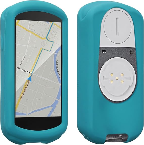 kwmobile silicone case compatible with garmin edge 10301030 plus case soft bike gps protector bumper radiant blue