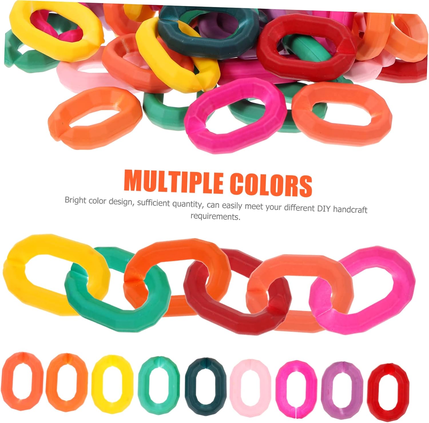 Didiseaon DIY Chain Buckle Kit 50pcs Acrylic Rings Small Chain Links for Purse Lanyard