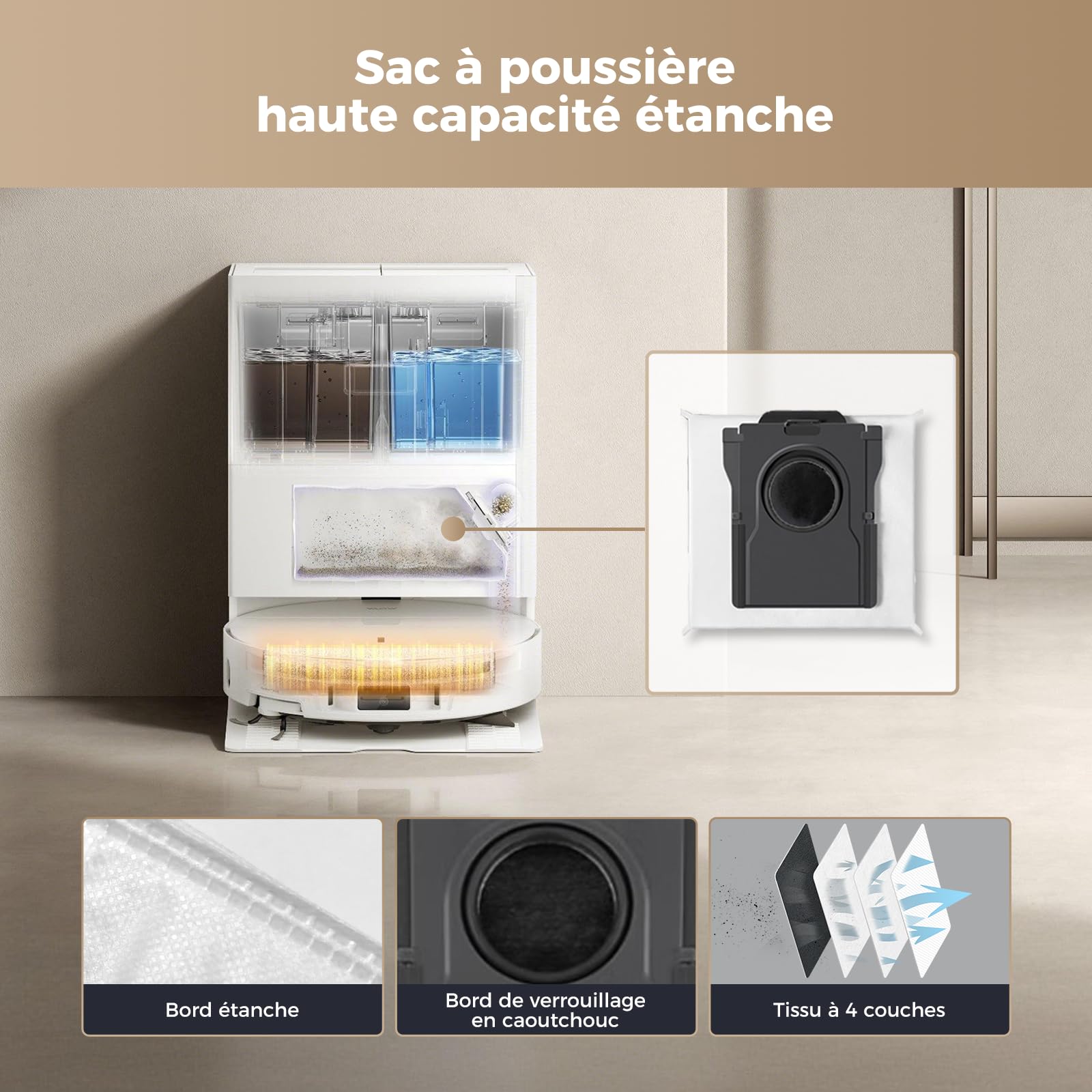 Accessoires pour Mova S70 robot aspirateur, 22pcs kits d'accessoires : 2 essuie-glaces, 2 brosses principales, 6 sacs à poussière, 6 brosses latérales, 4 filtres HEPA, 1 tournevis, 1 brosse-Yivy
