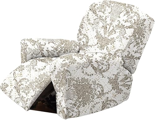 CRFATOP Fundas elásticas para sillón reclinable, 4 piezas, fundas para sillón reclinable con bolsillos de almacenamiento, protector de muebles para