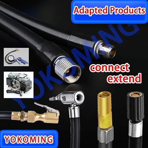 Miniatura 3 de YOKOMING Manguera de inflado de neumáticos de 39 pulgadas (39.4 in), compresor portátil, manguera de extensión de aire, manguera de aire corta con