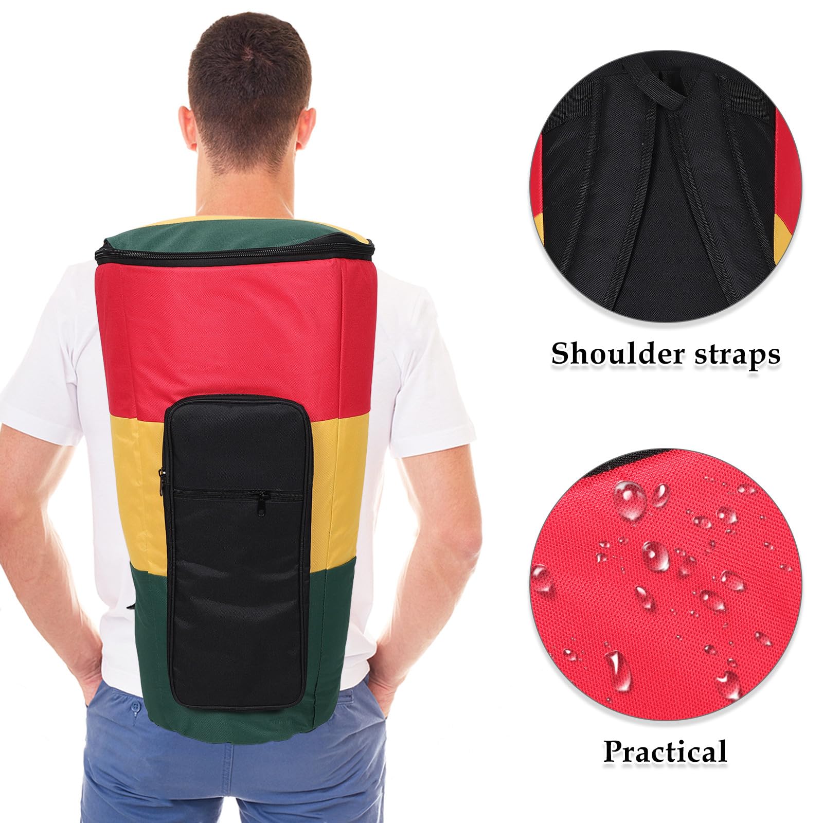 Gatuida Borsa per tamburo Djembe da 12 pollici, impermeabile, in tessuto Oxford, con tracolla, accessorio per strumento musicale per studenti di musica all'aperto