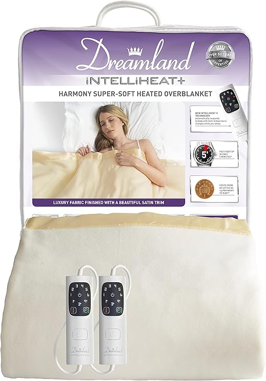 Dreamland Intelliheat+ 5 minute fast heat up Harmony Super Soft heated electric Overblanket