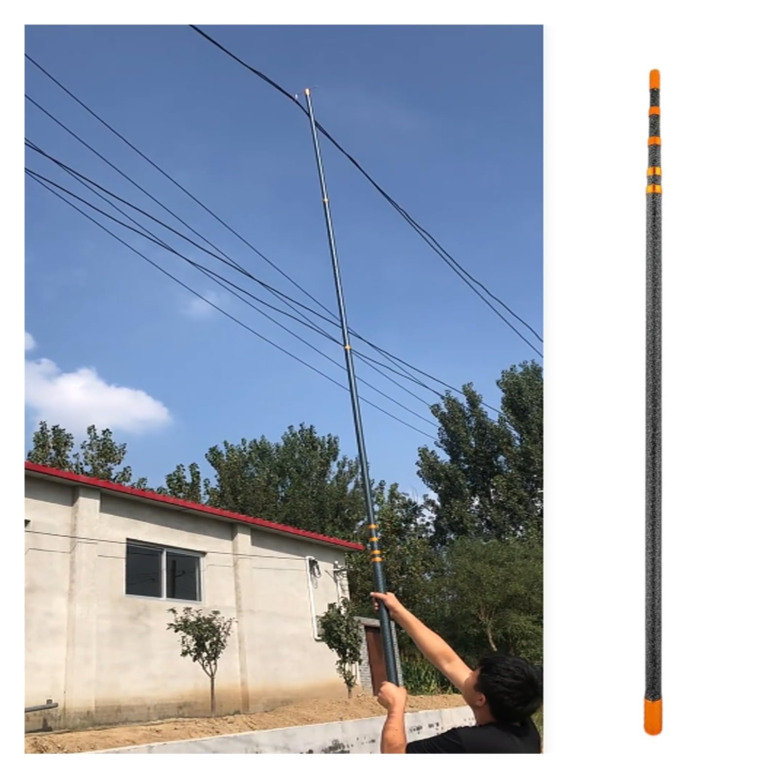 45KV Insulated Fiberglass Telescopic Pole, 6.6-9.5ft Adjustable Line Support Rod, High Voltage Insulation Tool for Electricians and Utility Work : Home & Kitchen