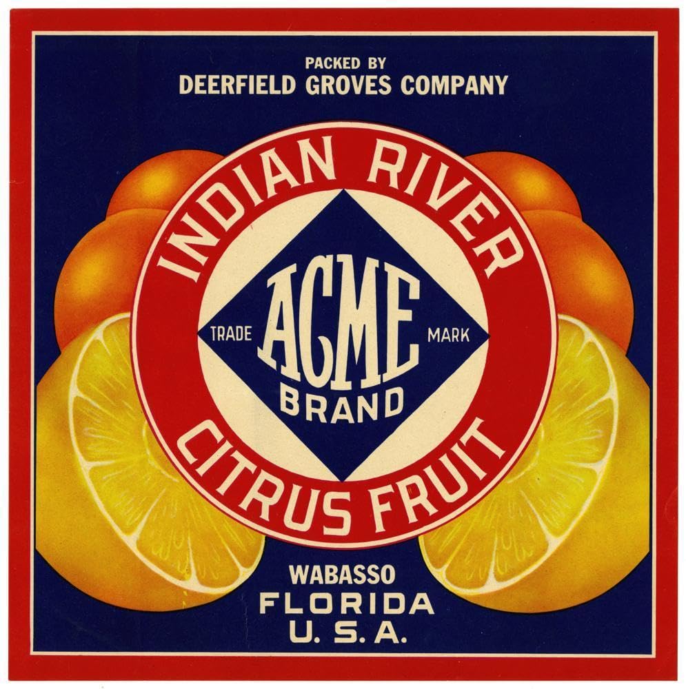 Acme Brand Indian River Citrus Fruit Label (1940) 24x24 UnFramed Art Print Poster Ready for Framing by MuseumPrints
