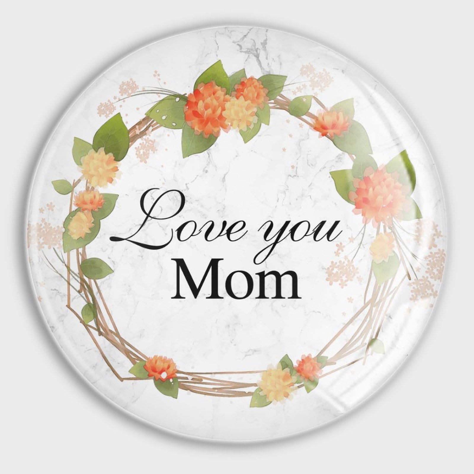 Aimants magnétiques pour réfrigérateur Love You Mom - Magnets couronne florale rouge x4