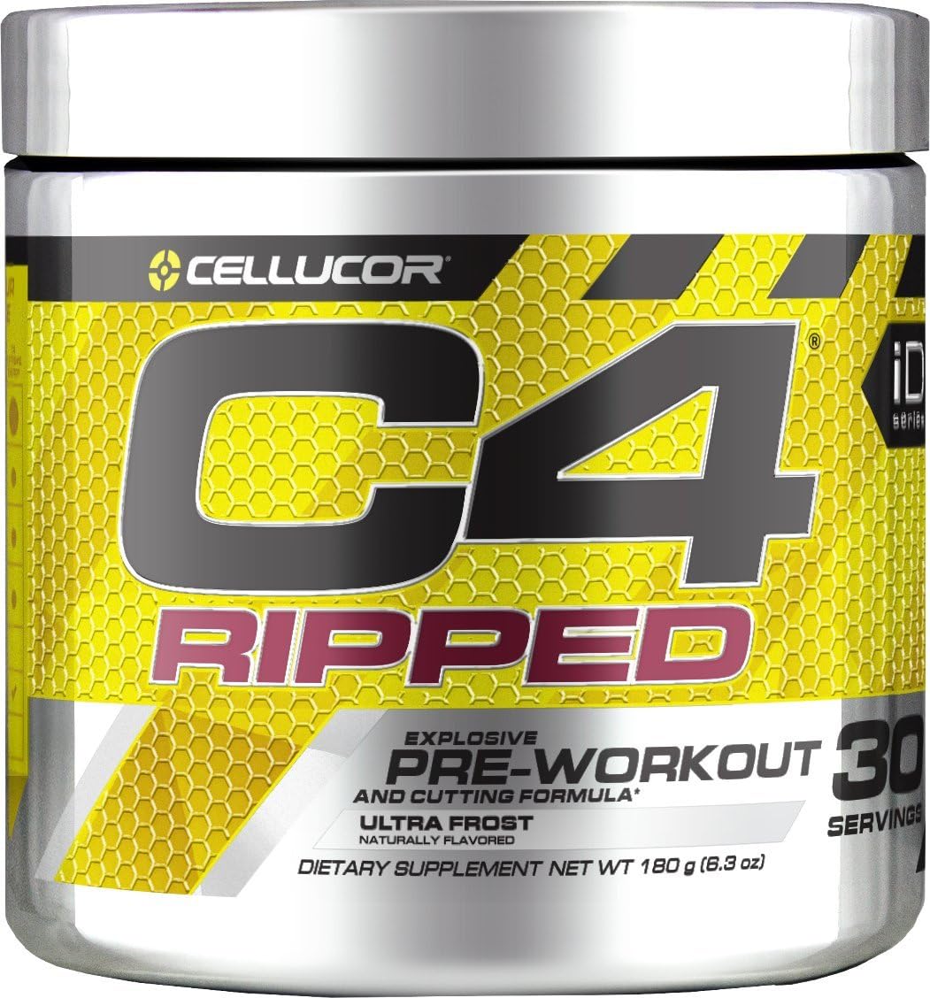 C4 Ripped Pre Workout Powder ICY Blue Razz | Creatine Free + Sugar Free Preworkout Energy Supplement for Men & Women | 150mg Caffeine + Beta Alanine + Weight Loss | 30 Servings : Everything Else