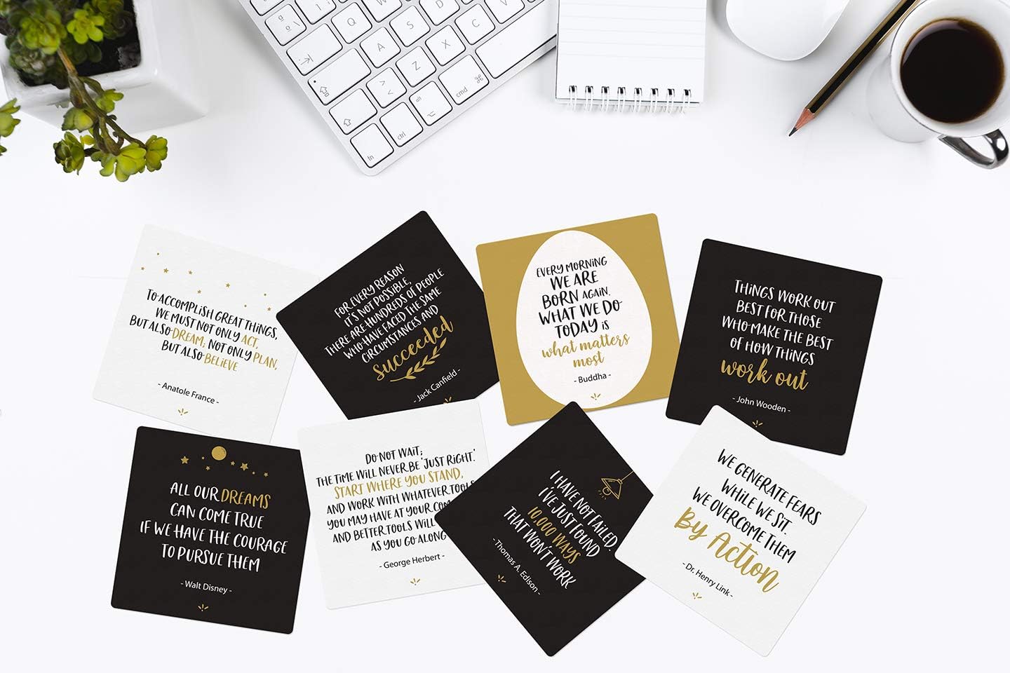 Dessie Motivational Cards - 63 Unique Encouragement Cards Deck with Inspirational Quotes. Bonus Inspirational Notebook with Pen image 2