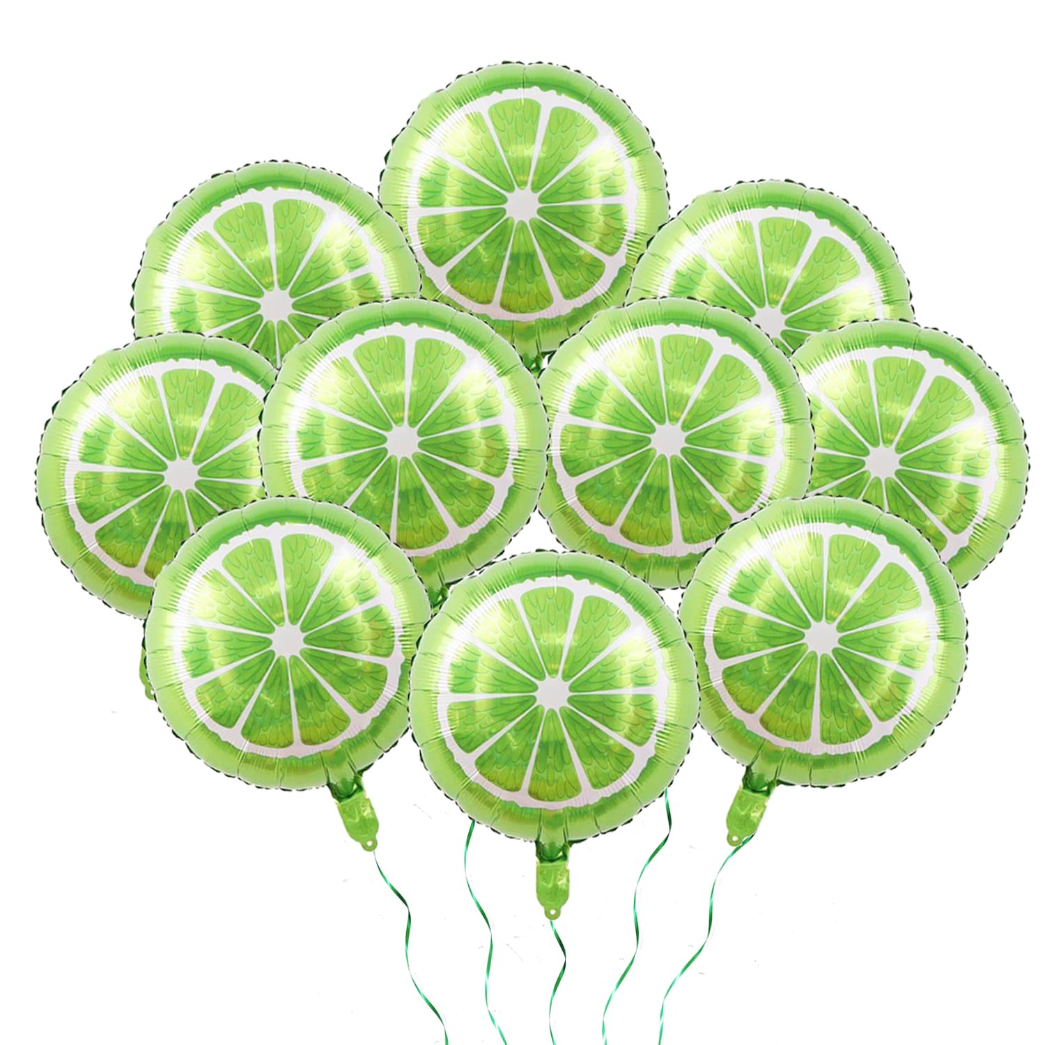 10 pcs 18 Inch Lemon Fruit Balloons Green Lemon Foil Mylar Balloons for Baby Shower Summer Lemon Themed Party Birthday Wedding Decoration Supplies