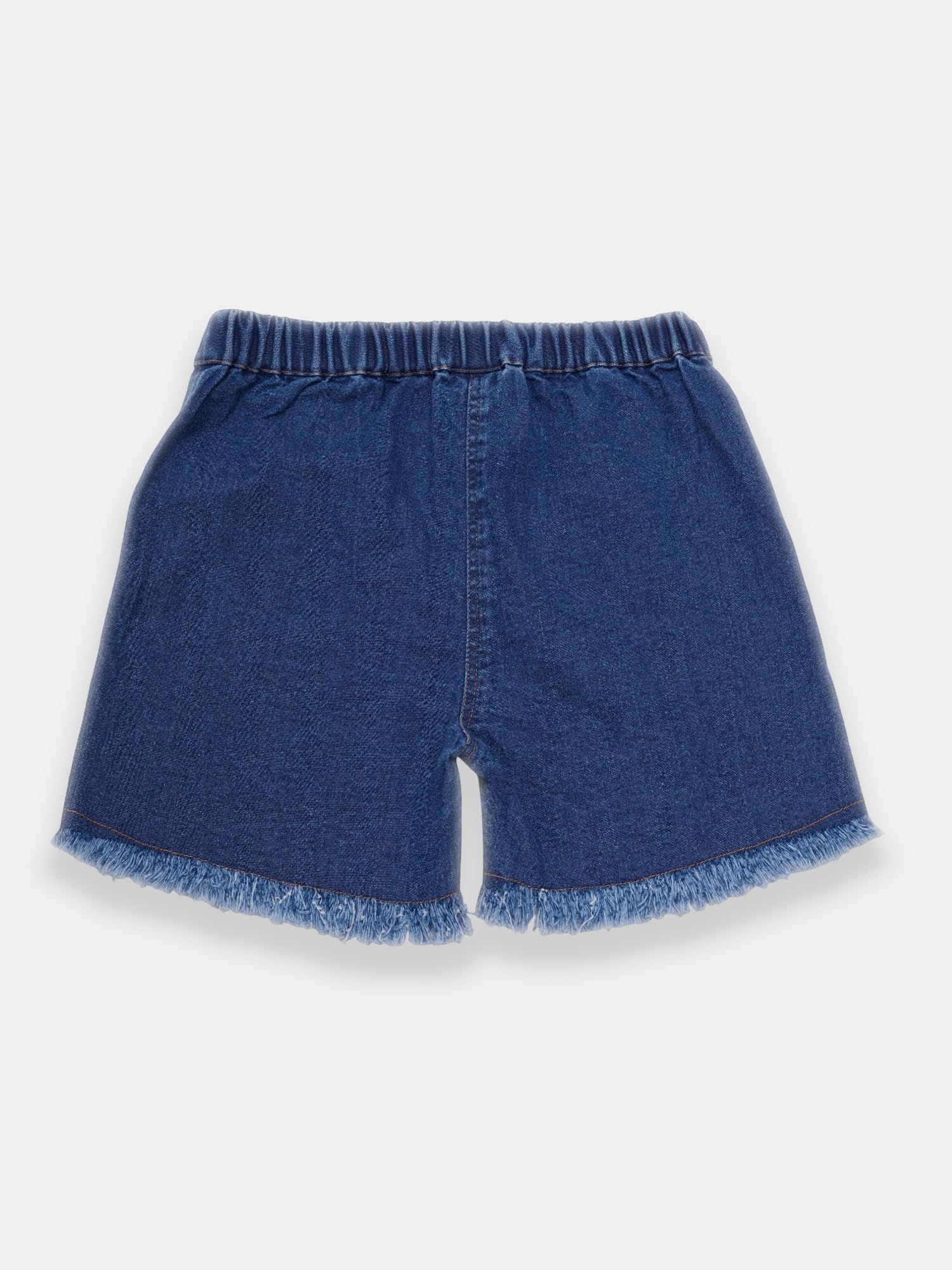 CREATIVE KIDS Girl Navy Blue Embroidered Denim Shorts - Image 2 thumbnail