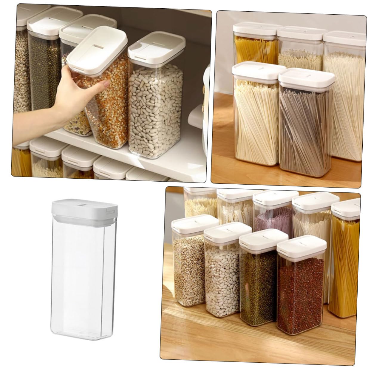 3pezzi Contenitore Spaghetti Riutilizzabile Da Barattolo Organizzatore Per Cucina Con Design Ermetico Per Pasta Cereali Riso e Altri Alimenti Secco Pratico e Resistente