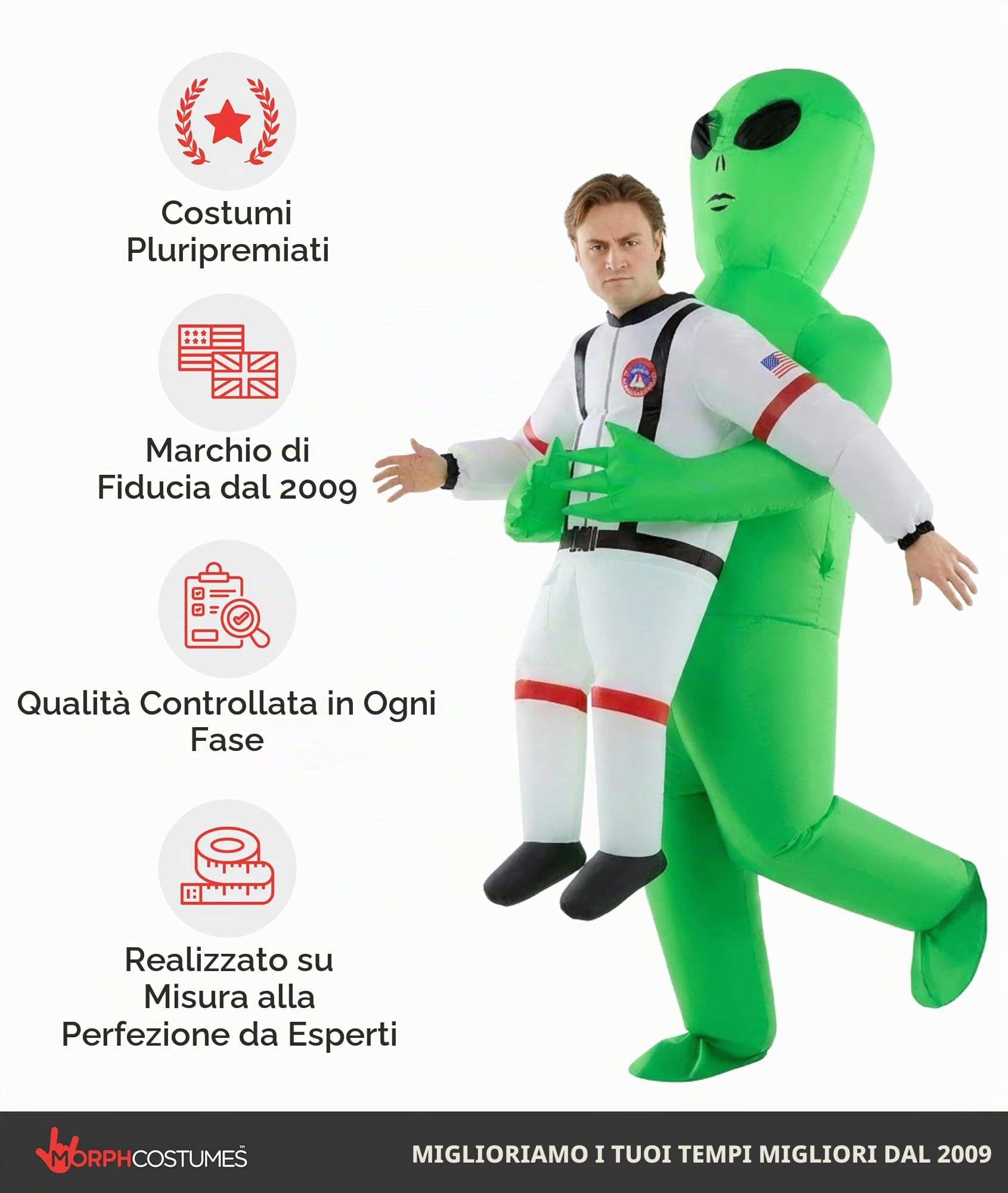 Morph Costume Alieno Astronauta Gonfiabile, Costume Halloween Uomo