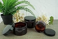 Vista 7 de s Amber - Tarros de plástico (paquete de 12) – Recipientes cosméticos recargables ámbar de 2 onzas con tapas; se utilizan como frascos de viaje