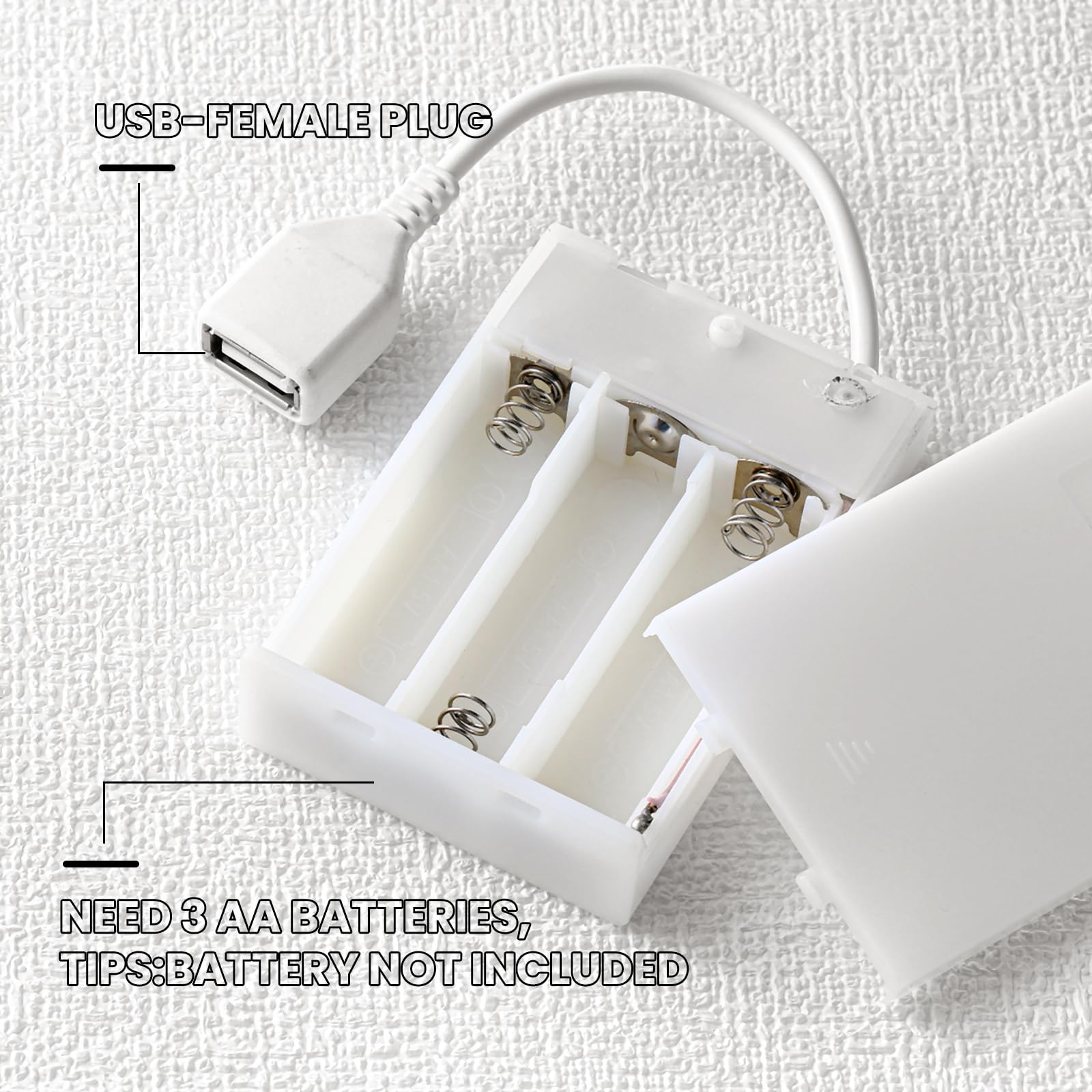 Copkim Lot de 6 batteries USB portables pour panneaux néon 5 V avec couvercle et interrupteur marche/arrêt pour convertisseur d'alimentation à piles 3 supports AA pour événements en plein air, camping