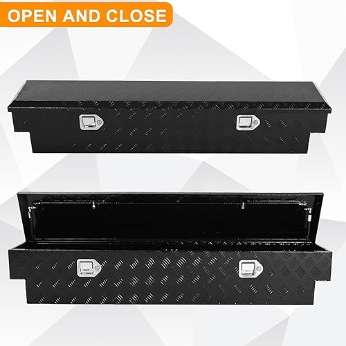 Miniatura 4 de Confote Caja de herramientas chapada en aluminio de 60 pulgadas, caja de herramientas resistente para UTV, camioneta, cama, caravana, organizador de
