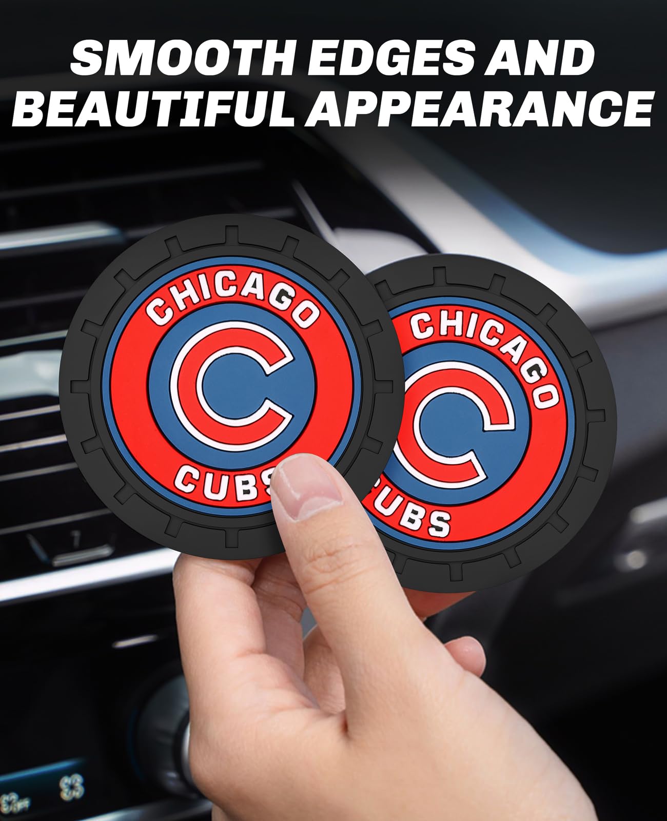2PCS Car Cup Holder Coaster Auto Cup Holder Insert Coaster for Chicago Cubs Baseball Fans Non-Slip Car Drink — view 7