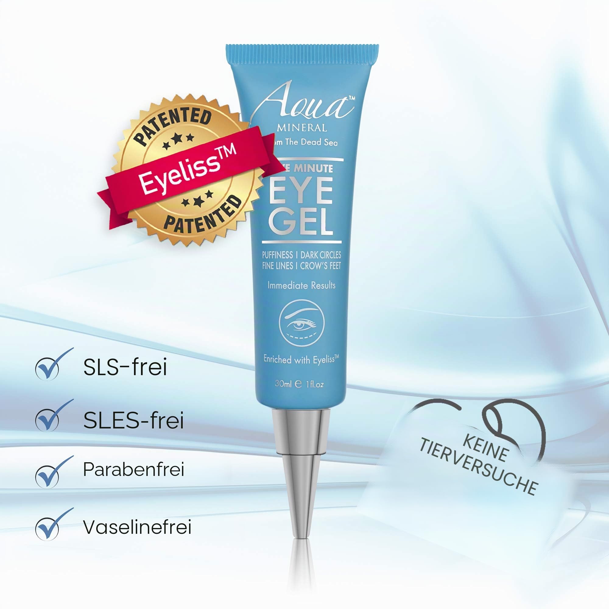 Puffy Eye GEL Instant results – Naturally rapid reduction eye gel, Eliminate Wrinkles, Puffiness and Bags – Hydrating Eye Gel w/Green Tea Extract by Aqua Mineral – 1 oz