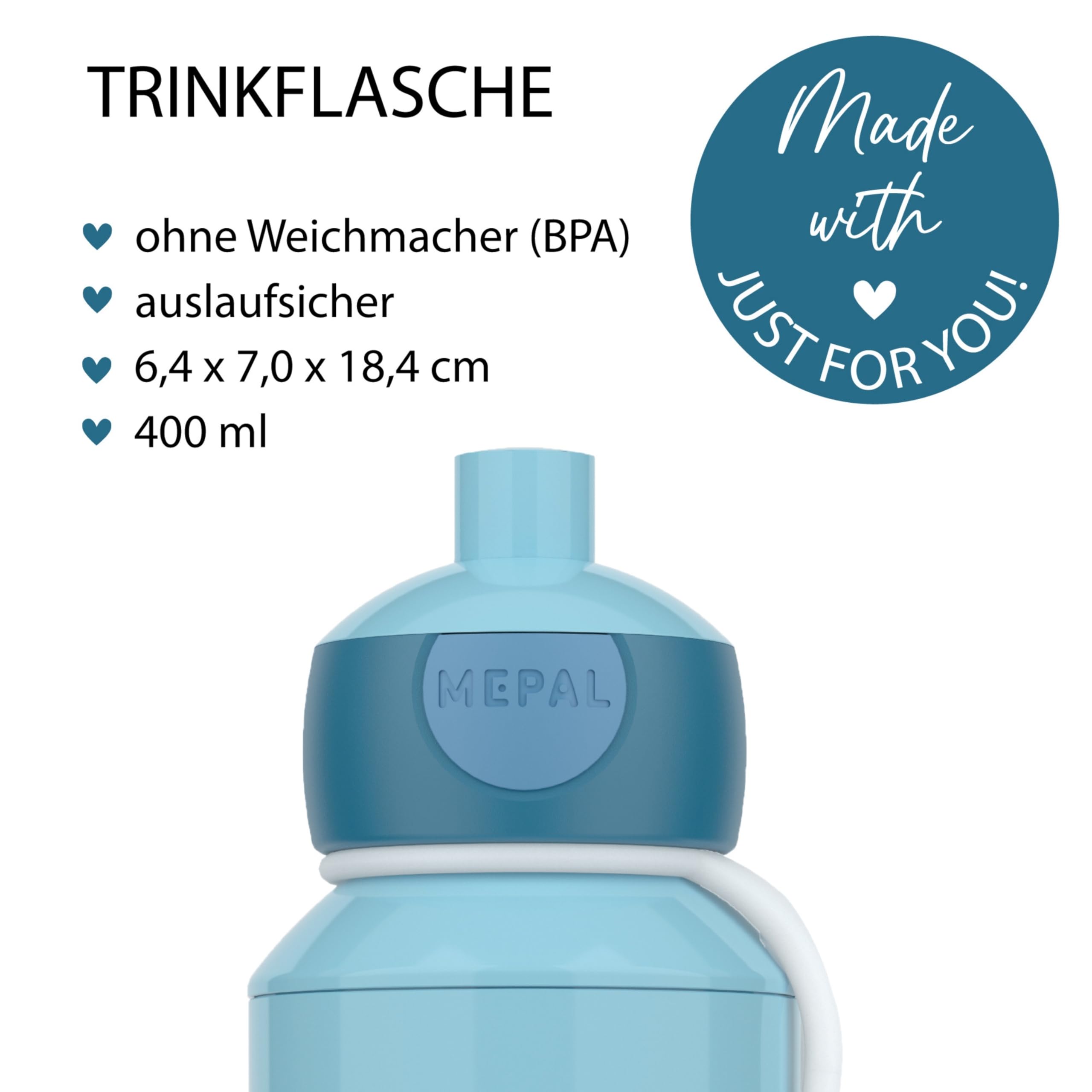 4youDesign | Blaue Brotdose mit Fächern & Trinkflasche -Feuerwehr- personalisiert mit Namen I Campus mit Bento-Box & Gabel Jungen & Mädchen (Cool Blue)