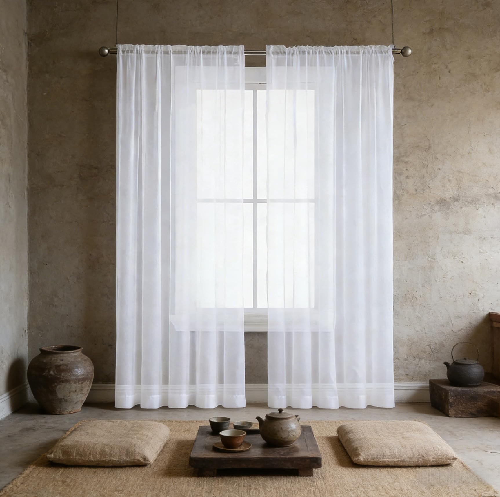 Cortinas y visillos de 100 x 134 cm, translúcidos y modernos para dormitorio, blanco