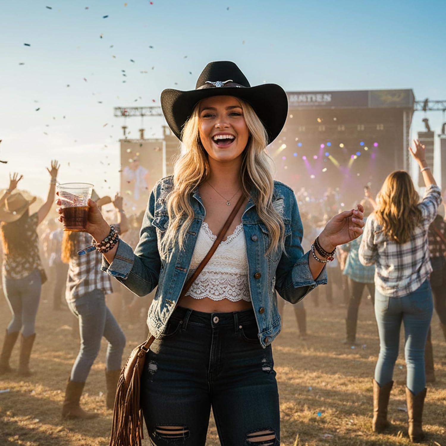 Gossifan Western Cowboy Hat for Men Women Wide Brim Suede Cattleman Cowgril Hats - Image 5