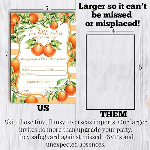 Miniatura 8 de Amanda Creation Two Little Cuties - Invitaciones para baby shower, 20 tarjetas de relleno de 5 x 7 pulgadas con veinte sobres blancos