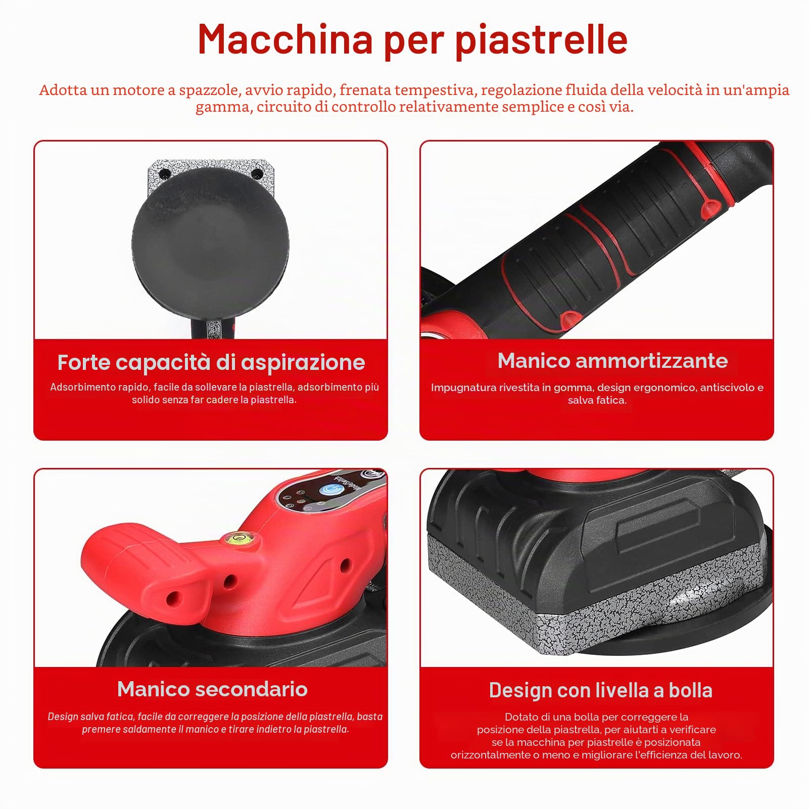 Piastrellatrice per piastrelle da 21 V Elevata capacità di carico Piastrelle per pavimenti da parete Posa di utensili vibranti Strumenti di utilità per la decorazione della casa con ventosa