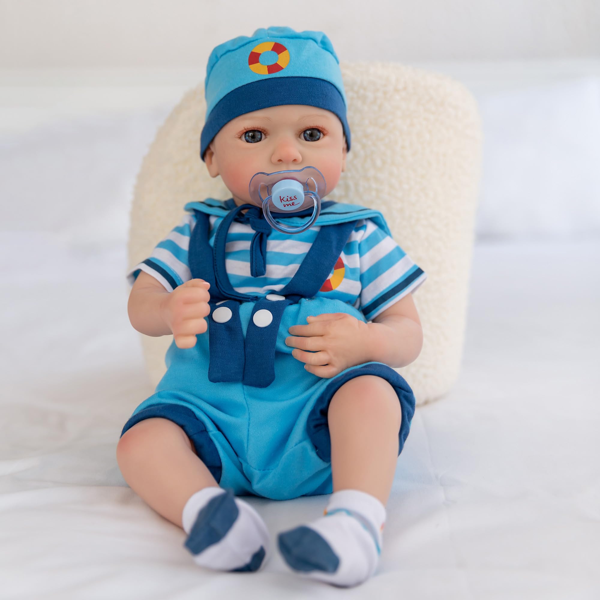 JUYOUYI Reborn Baby Dolls RB-Ava,18 Inch Realistic Baby Doll Girl lithe Cloth Body with Hair in Gift Box