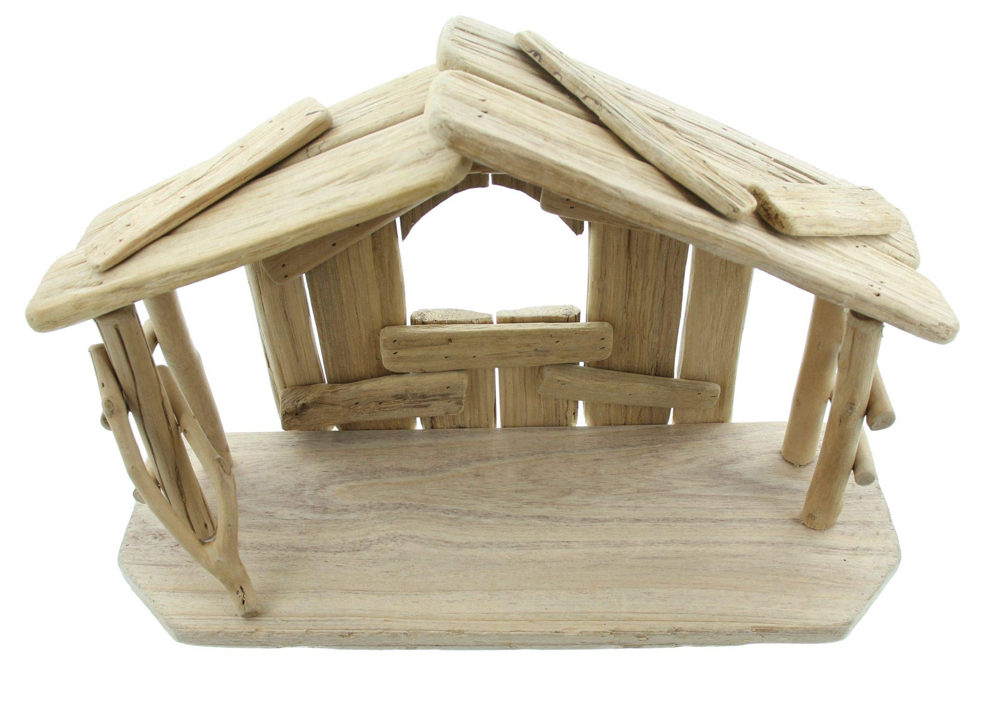 FRANK FLECHTWAREN Krippe, Weihnachtskrippe, Advent, Christkind, Rustikaler Charme, Stall aus stabilem Treibholz, Maße 40 x 15 x 25 cm