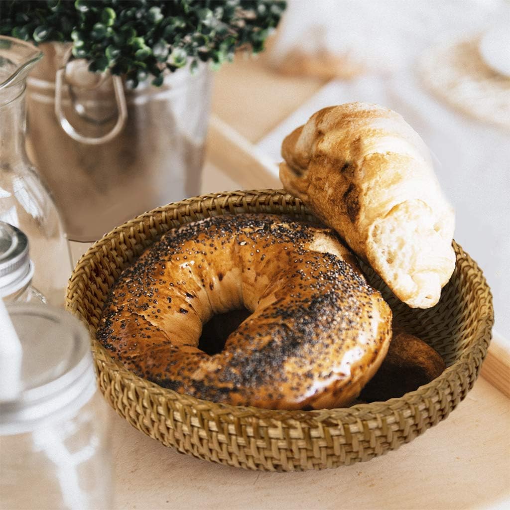One-Day Sale: Up to 70% Off Premium Wicker Small Hand Woven Bread Serving Basket Display Storage Basket for Fruit Candy Cake Bread Snack Or Storage for Keys, Wallet, Cell Phone and Small Items (1 Pack, Natural)