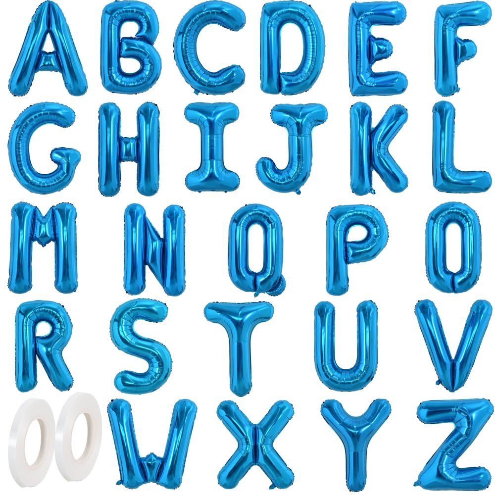 TONIFUL 16 Inch Blue Letter A-Z Balloons,Custom Phrase Mylar Foil Alphabet Letter DIY Personalized Phrase Banner for Birthday Anniversary Celebration