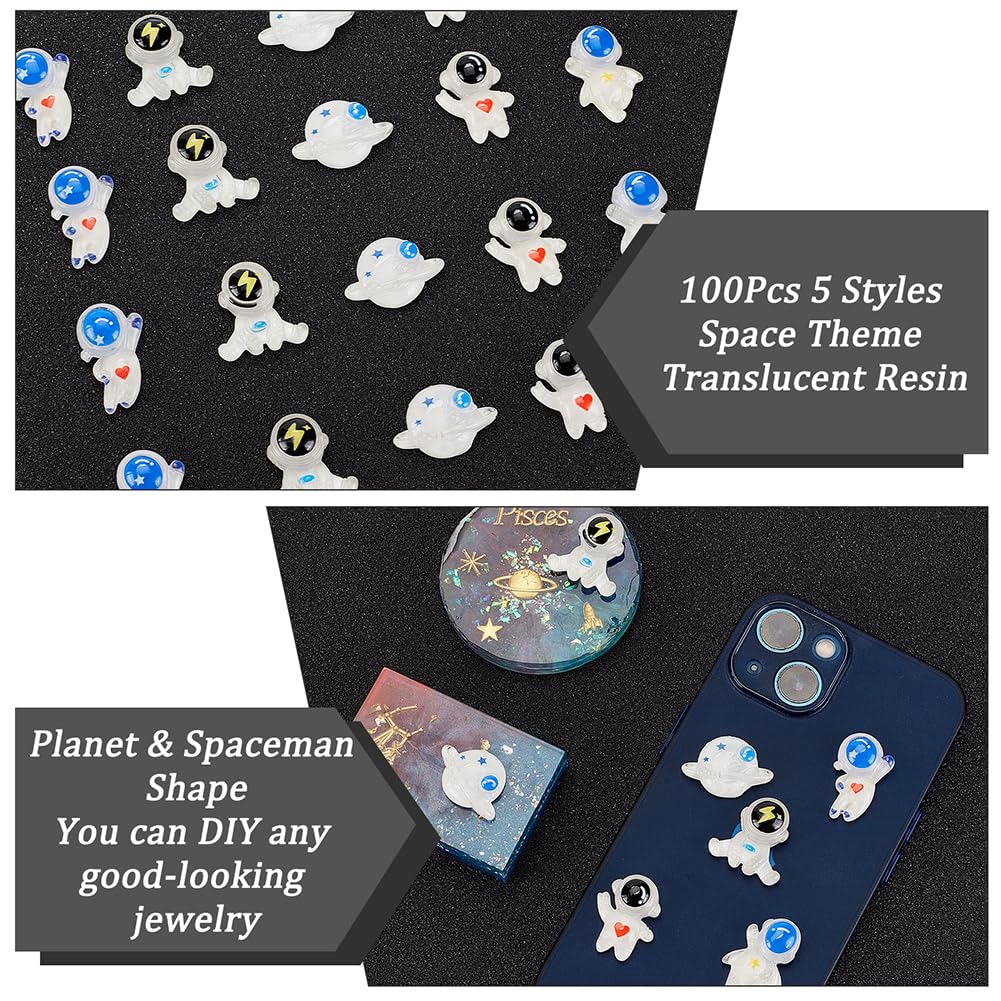 Amazon.co.jp: OLYCRAFT 100個5種類 宇宙飛行士ネイルチャーム 宇宙