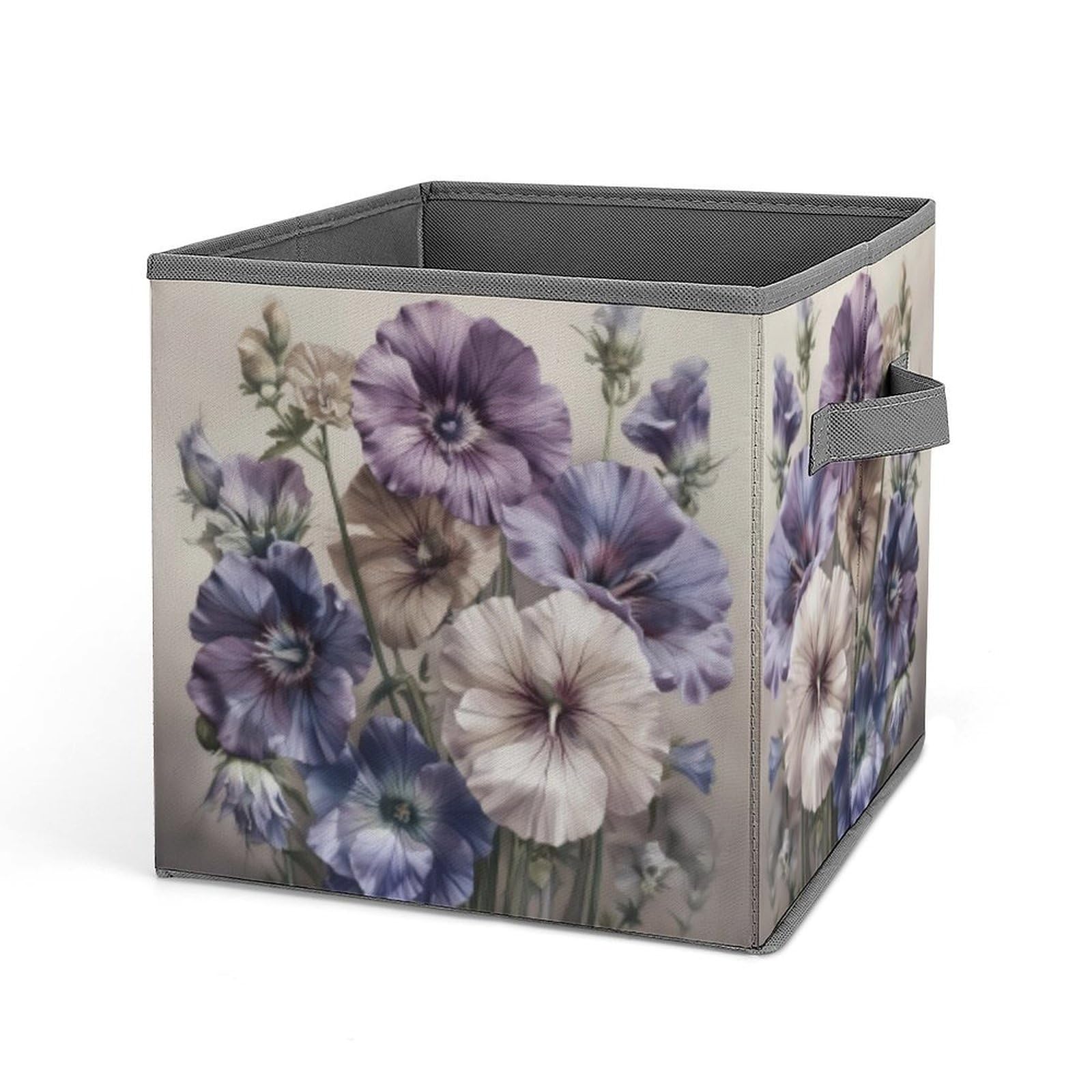 Bac de rangement empilable et pliable à motif bouquet de fleurs pour placard