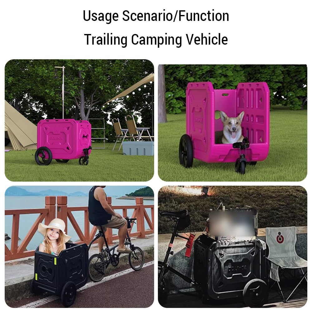 Pongnas Przyczepka do Wózka Rowerowego Transporter dla Zwierząt z Kółkami 128 L Pojemnik na Rowery Składane Duże Psy Rower Kempingowy Wielofunkcyjny materiał (Krzesło kempingowe ze stołem pudełkowym)