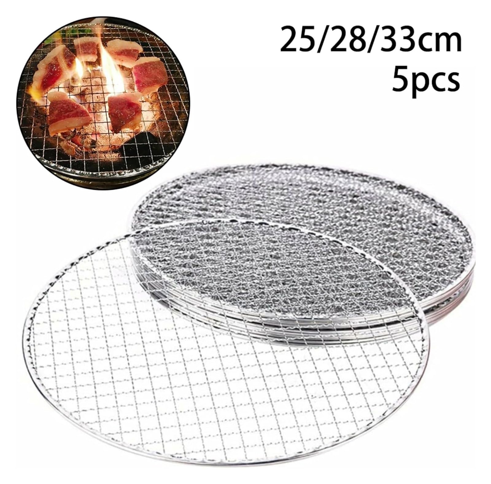 5 szt. okrągły jednorazowy kosz do grillowania – wielofunkcyjna taca do grillowania do restauracji, cateringu i gotowania na świeżym powietrzu (25 cm) - idealna dla entuzjastów grillowania i