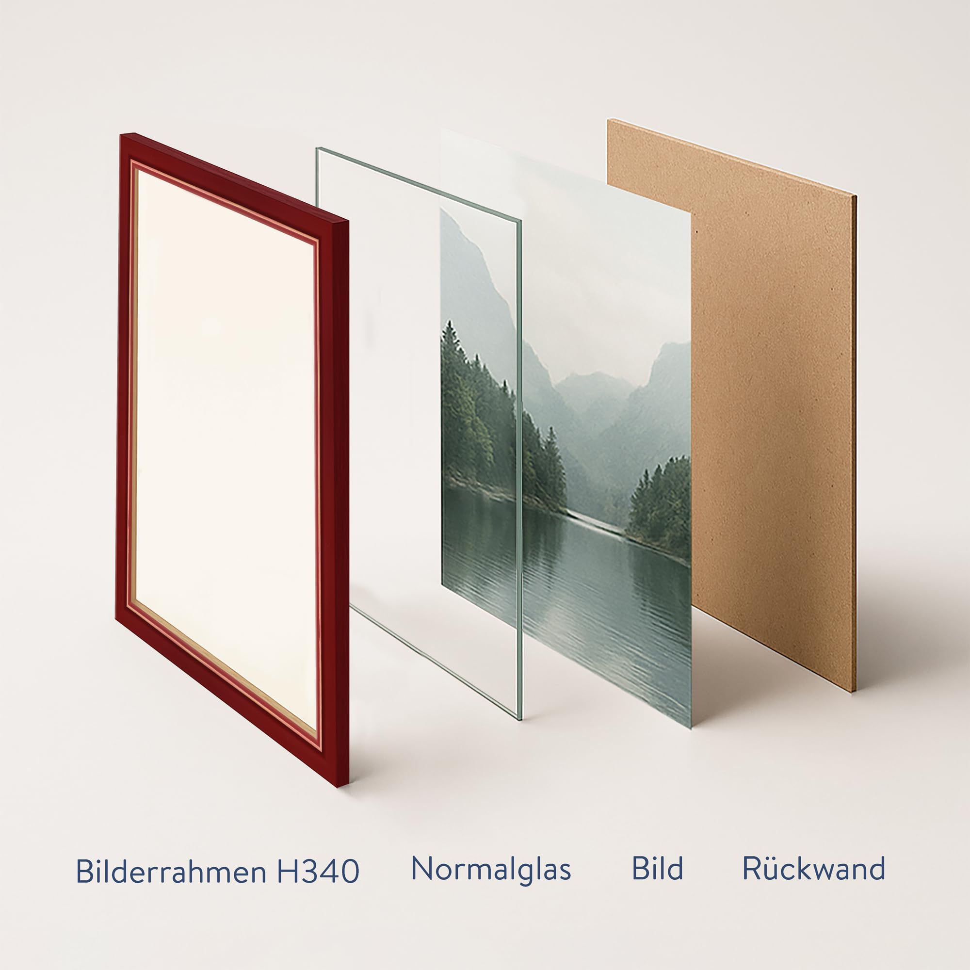 WANDStyle Bilderrahmen A3 Rot, DIN A3 Bilderrahmen Holz 30x42 cm | Hochwertiger Holzbilderrahmen, Posterrahmen zum Aufhängen, Rahmen 30x42 cm, Fotorahmen H340 - Made in Germany