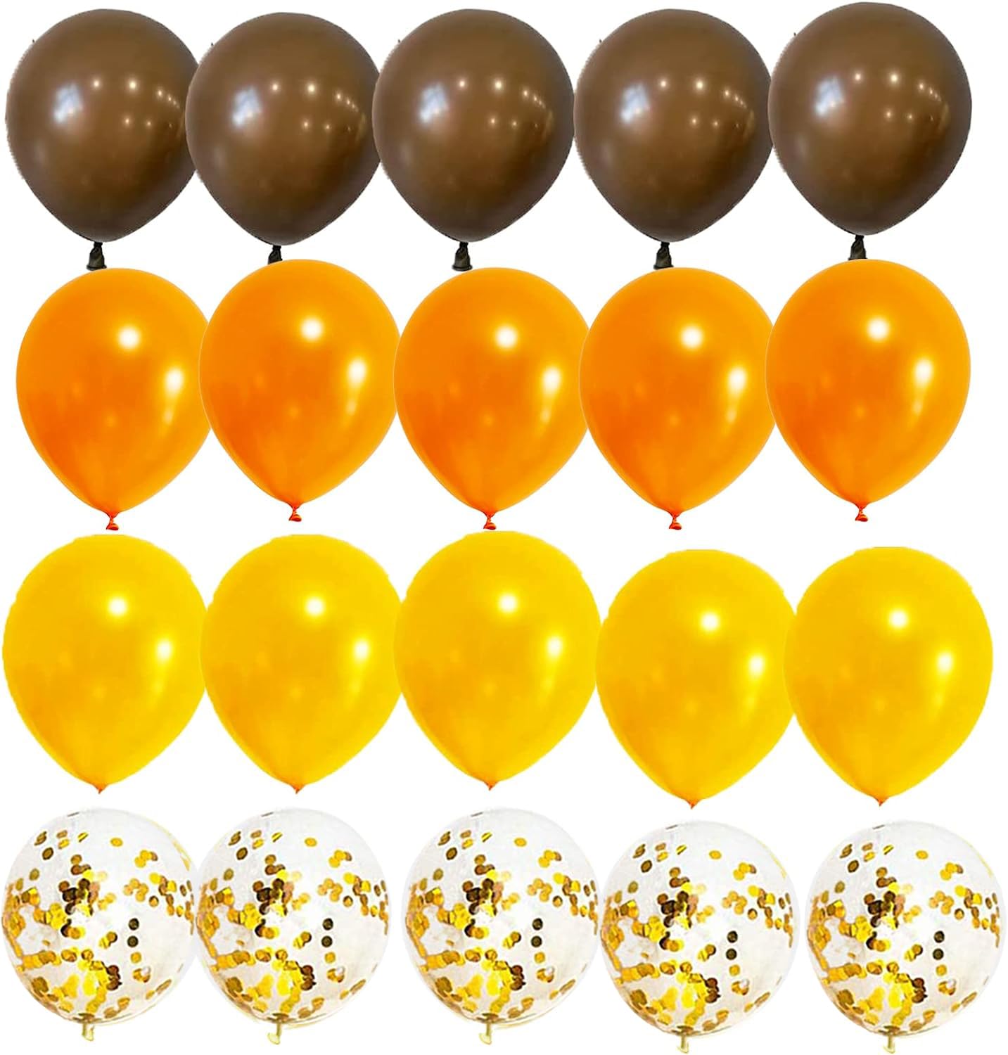 Qian's Party Fall Balloons, 20pcs Brown Orange Yellow Gold Confetti, Unisex General Audience Decorations for Fall Birthday Thanksgiving Party Wedding