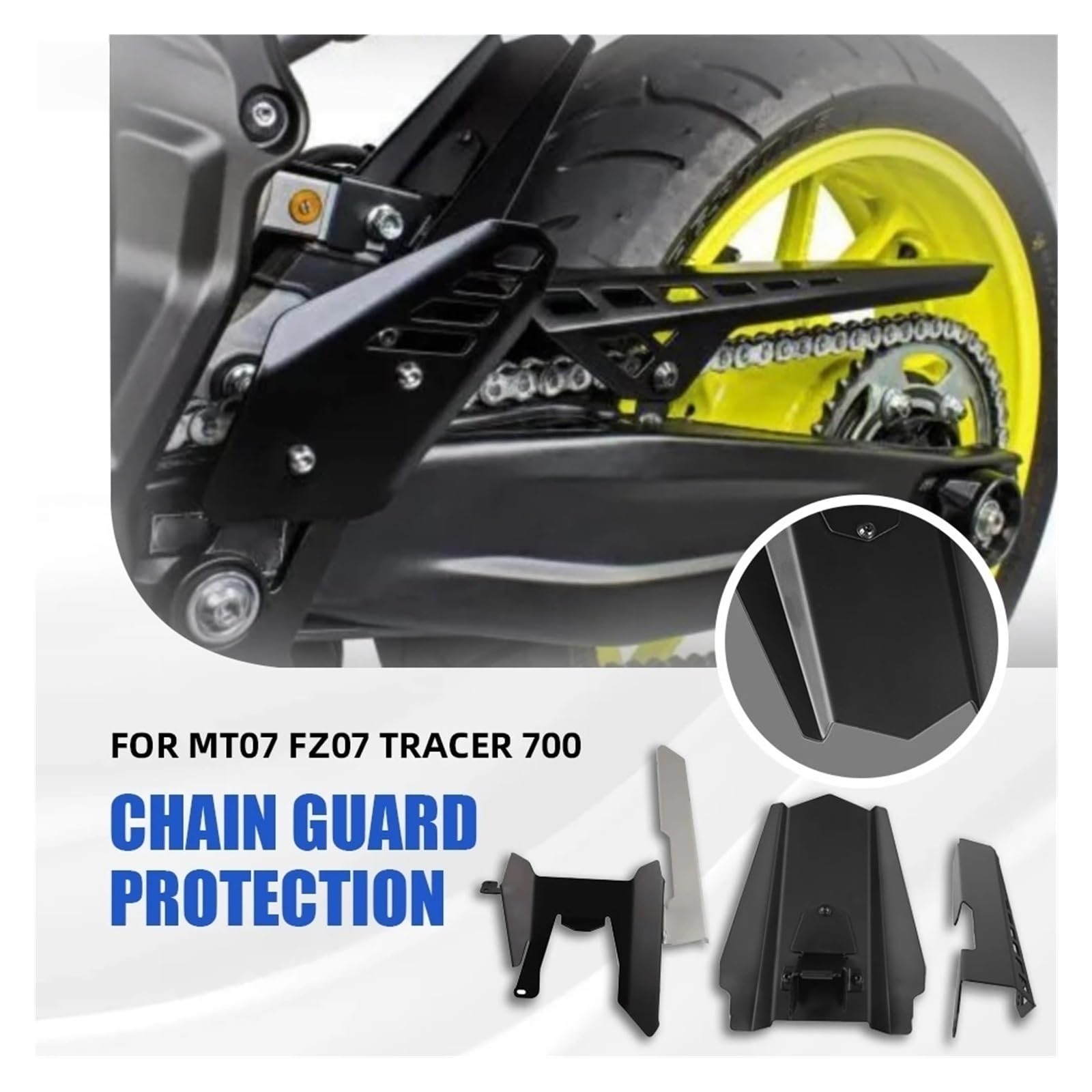 FÜR Ya&maha XSR 700 XTribute FZ-07 MT-07 Tracer 7 GT Motorrad Kettenführungsschutz Schutz CNC Plattenschutz Abdeckung Kettenschutz Kettenradabdeckung