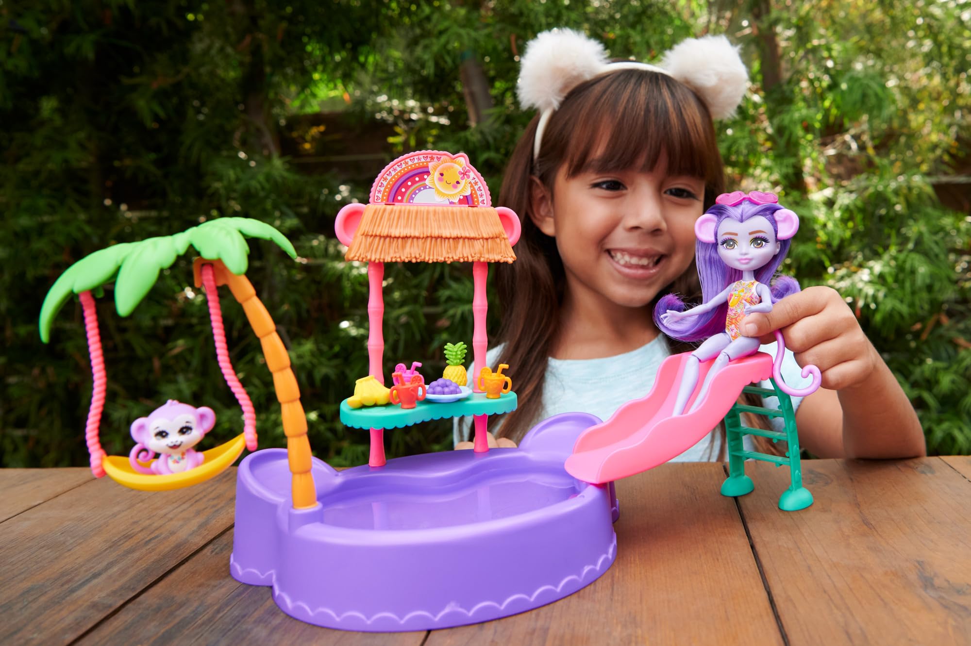 Enchantimals-Piscine singe-Coffret poupée et accessoires HTW73, Monito Splash in the Pool - Image 2